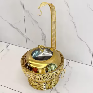 round gold chafing dish