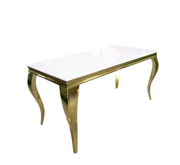 White Marble Top Dining Table Gold Frame