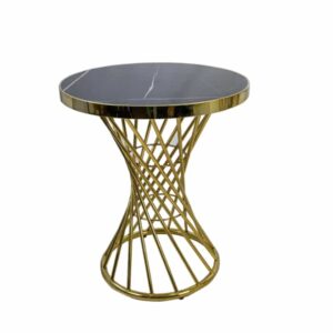 Side Table Marble Look Gold Base