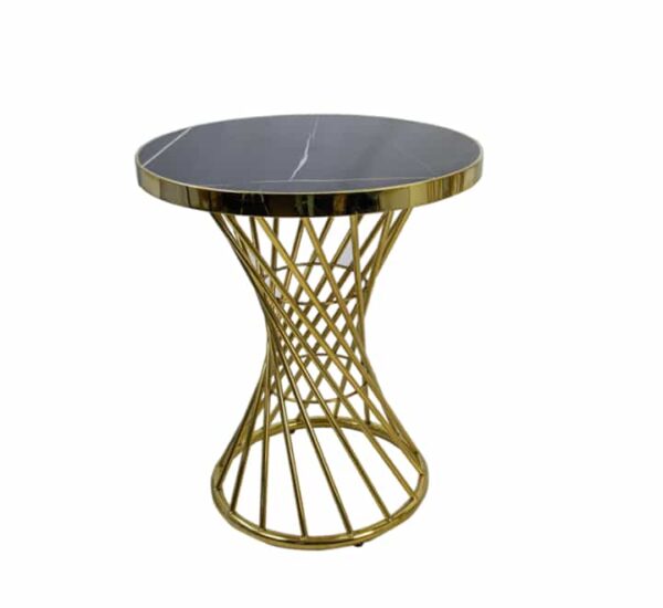 Side Table Marble Look Gold Base