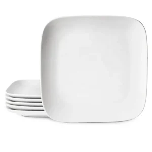 Pacific Scallop White Porcelain Square - 4 Dinner Plates set