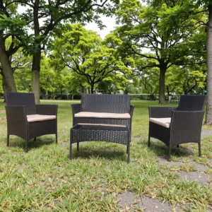 Metal Frame Patio Outdoor Garden Chair Set Dinning Sofa Set with Cushion